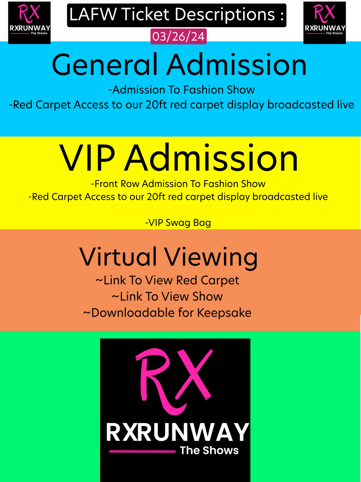 General Admission For Red Carpet & Fashion Show: LAFW 03/26/24